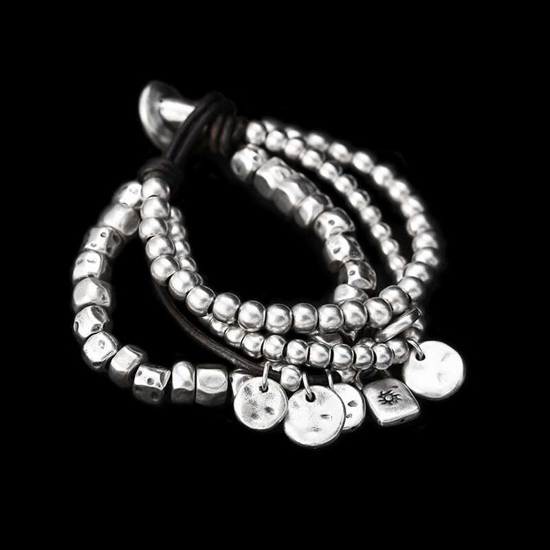 Modern stylish bracelet Original Handmade 999 silver Leather rope bracelet SSB94
