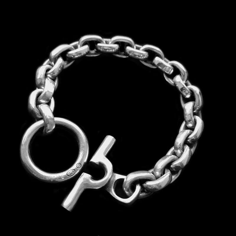 Rounded bracelet 925 silver U Buckle mens silver bracelets SSB84