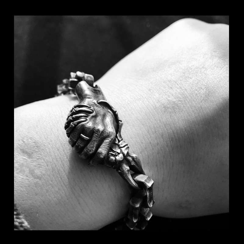 The deal with the devil 925 silver Skull Bracelet