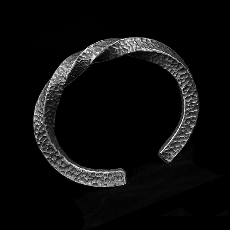 Viking Battle Bracelet – 999 Silver Hammered Mobius Bangle
