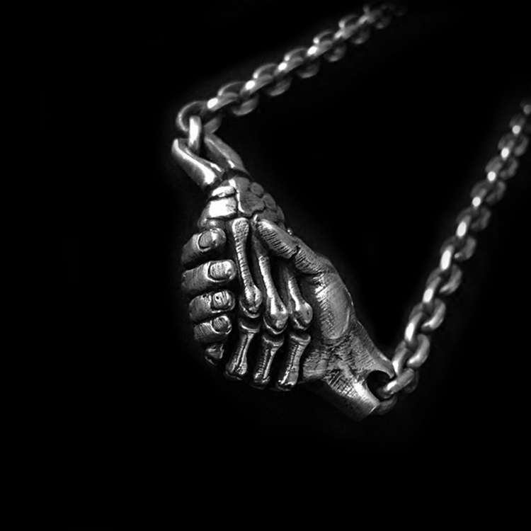 Mens silver necklace Demon trade Handmade Silver Skull necklace