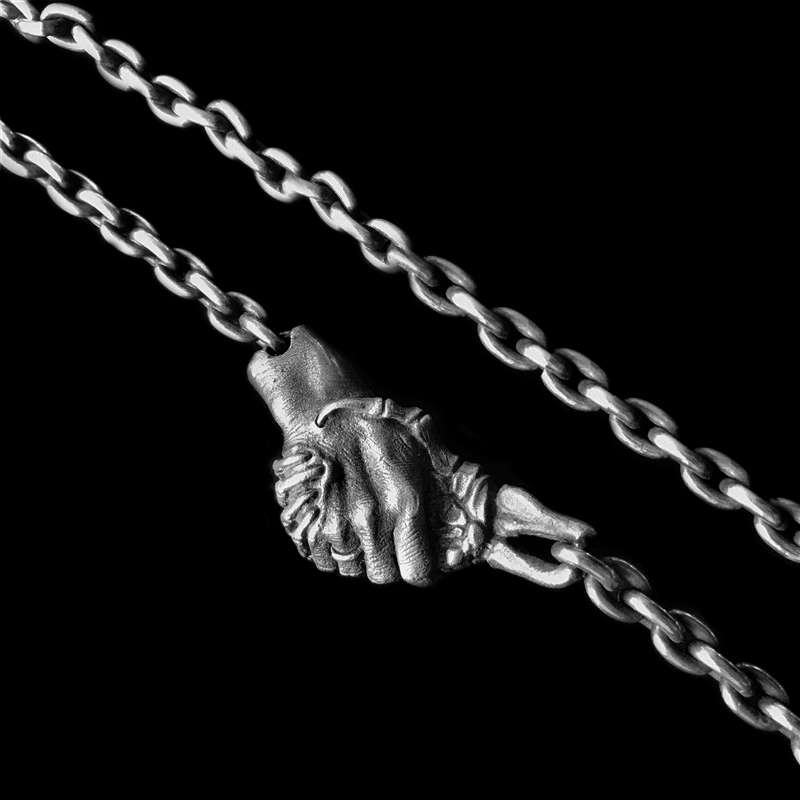 Mens silver necklace Demon trade Handmade Silver Skull necklace