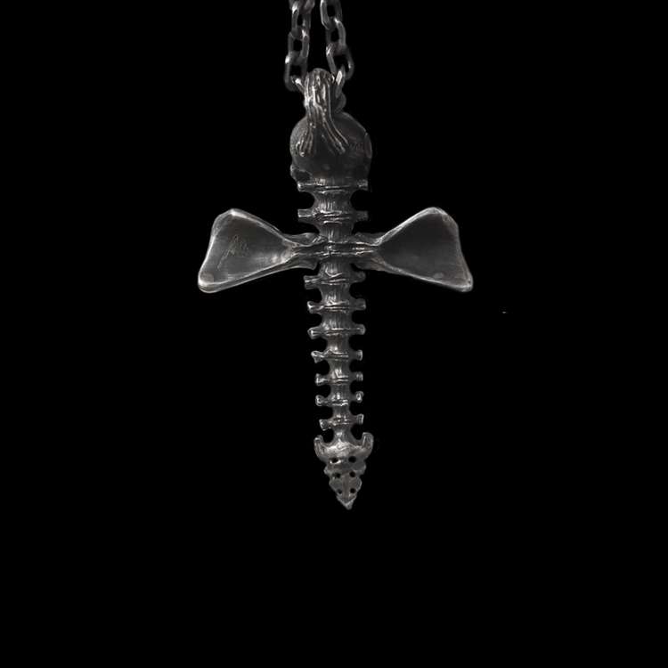 Skull Silver Cross pendant 925 Sterling Silver skull skeleton Necklace