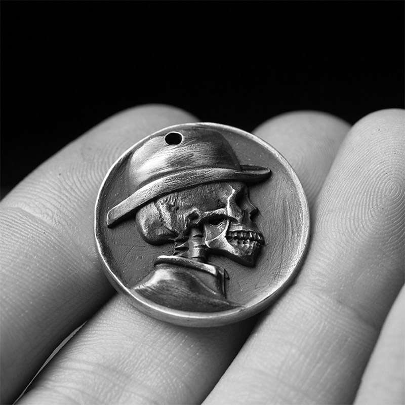 Skull sir silver coin pendant 925 silver Skull coin pendants SSP140