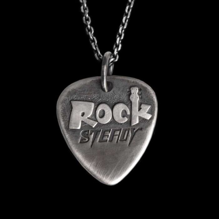 Guitar pick pendant 925 Sterling Silver rock steady pendant SSP157