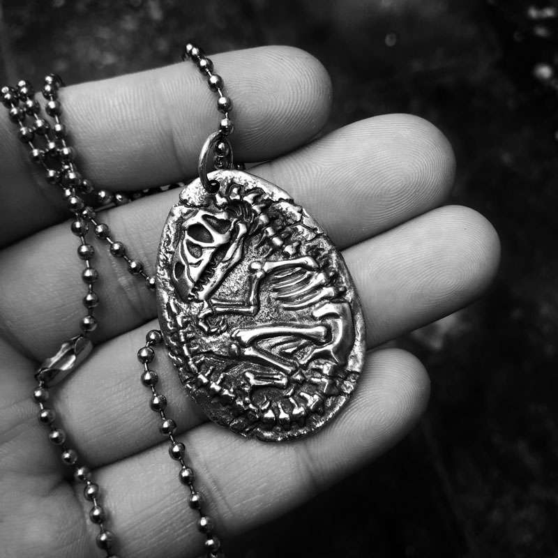 Dinosaur egg fossil pendant 925 Sterling Silver Handmade Tyrannosaurus Rex pendant