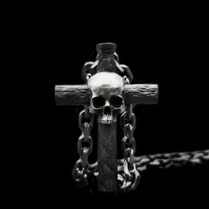 Skull cross Pendant 925 Silver Handmade cross skull Pendant SSP185