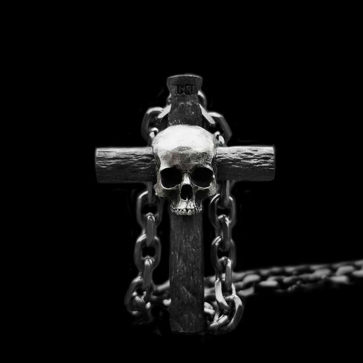 Skull cross Pendant 925 Silver Handmade cross skull Pendant SSP185