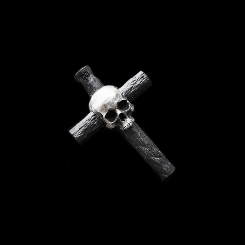 Skull cross Pendant 925 Silver Handmade cross skull Pendant SSP185