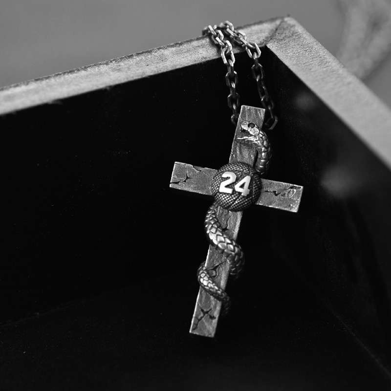 Cross Pendants for Men Silver​ Black Mamba Cross Pendant