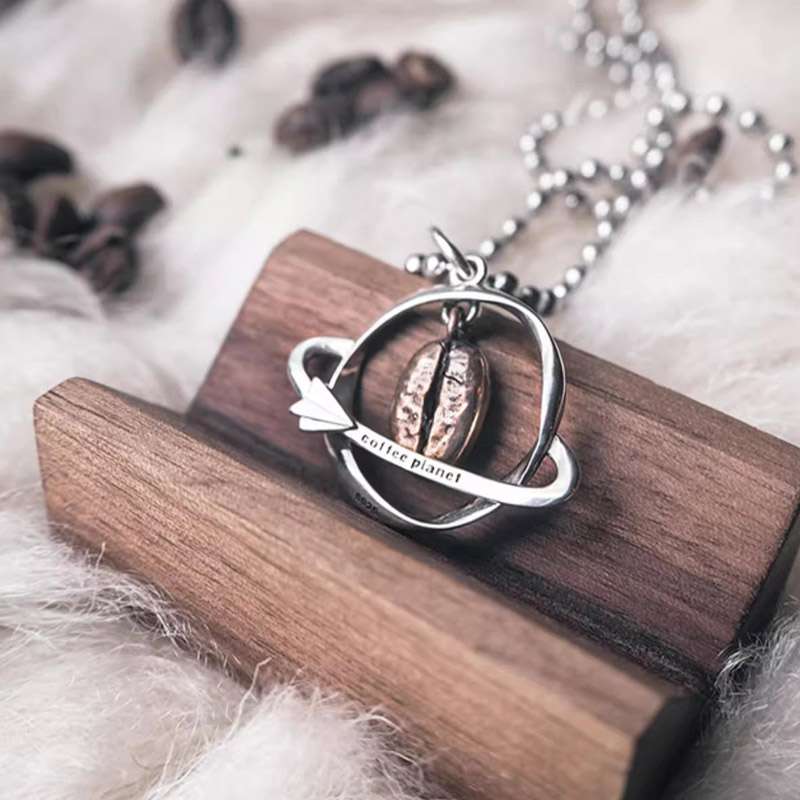 Coffee Planet Pendant Necklace | Customize Personalized Coffee Necklace