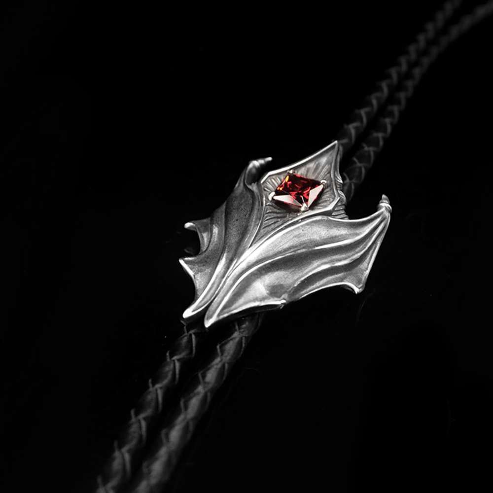 Bat Ruby Bolo Tie Necklace 925 Silver Pendant