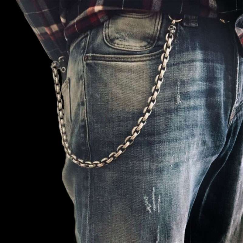 Solid 925 Silver Skull Pants Chain - Heavy 230g Hip Hop Rock