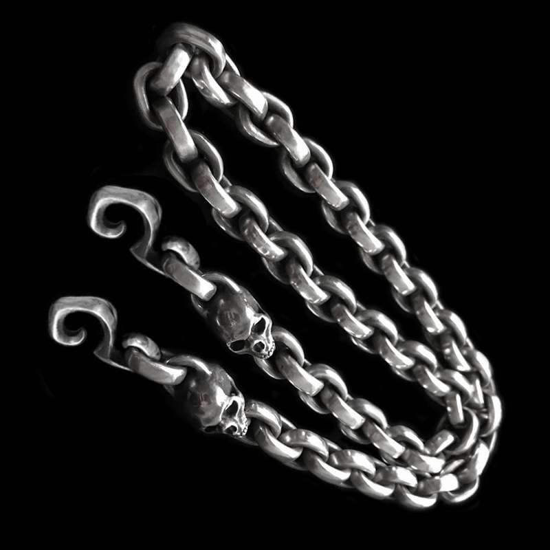 Solid 925 Silver Skull Pants Chain - Heavy 230g Hip Hop Rock