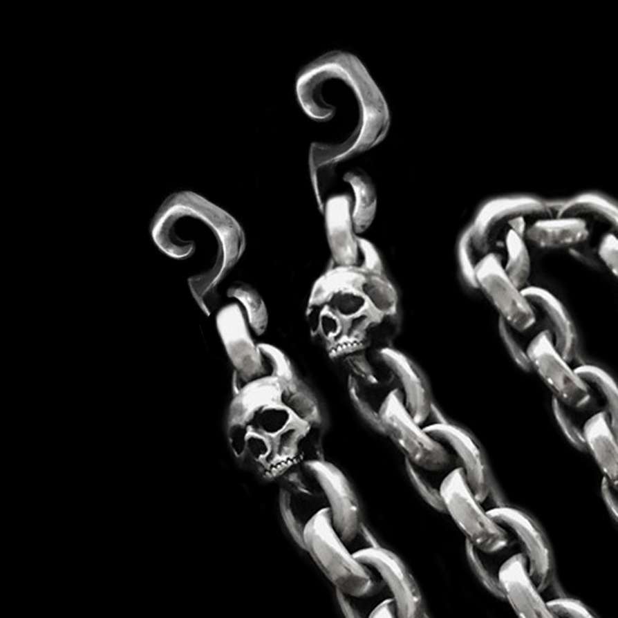 Solid 925 Silver Skull Pants Chain - Heavy 230g Hip Hop Rock