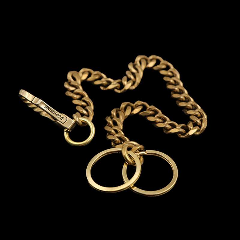 Wallet chain brass Double ring buckle copper key chain