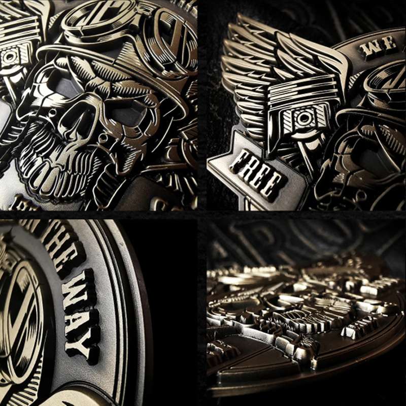 Skull Metal Car Badges | Custom 3D Motorcycle Stickers & Auto Emblems
