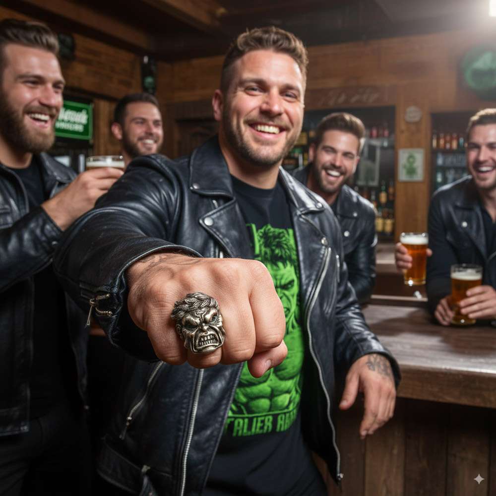 Hulk Ring Sterling Silver Carved Marvel Jewelry | MENSSKULL