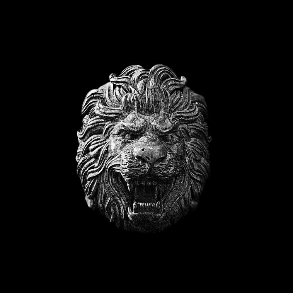 Solid Silver Lion Head Ring - Hand Carved Men's Jewelry