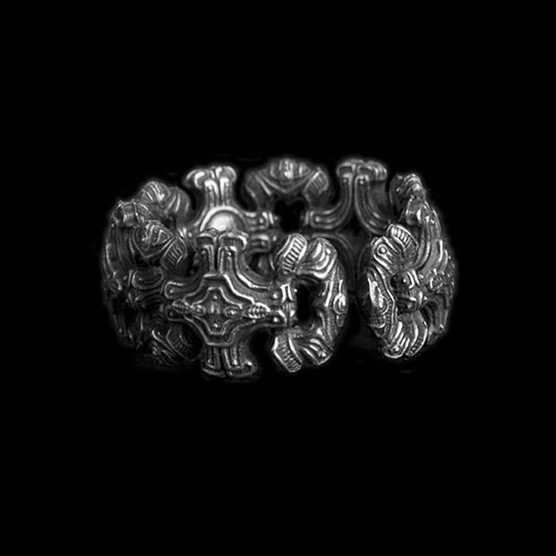 cross rings| Cross flower ring 925 Silver mens rings