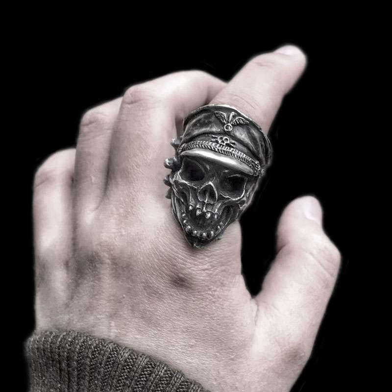 Military Skull Ring - 925 Silver Soldier Memorial Gift