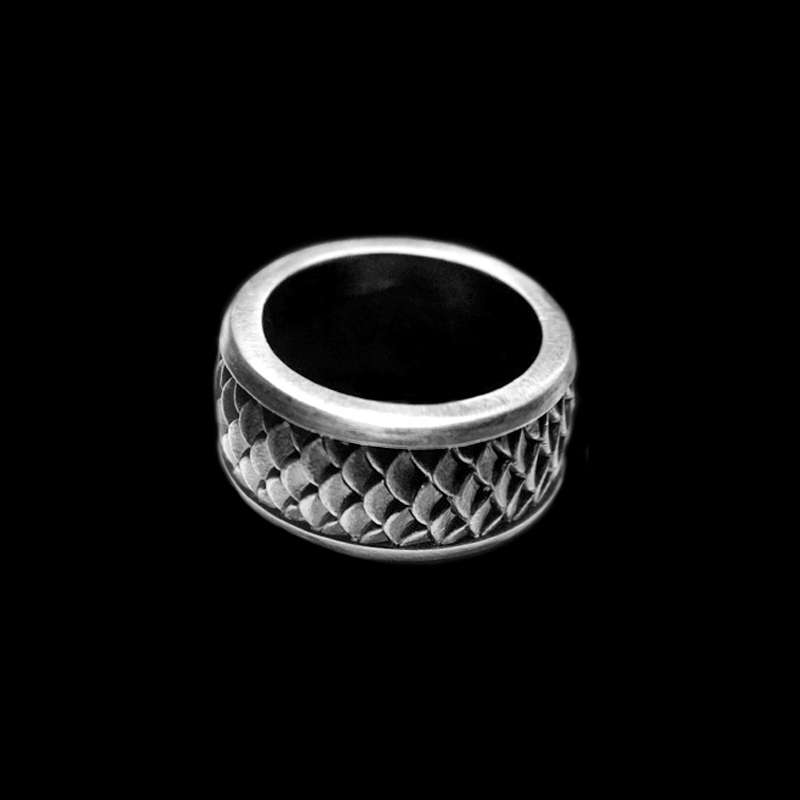 Fish ring 925 silver squama mens pinky rings .