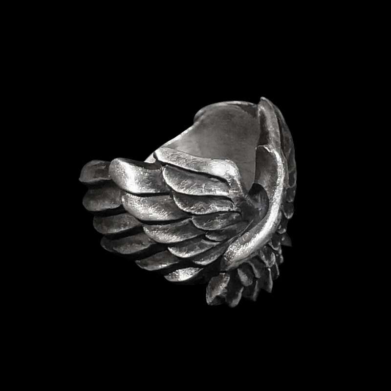 Wings of the Angel of Liberty rings 925 silver Wing mens pinky rings