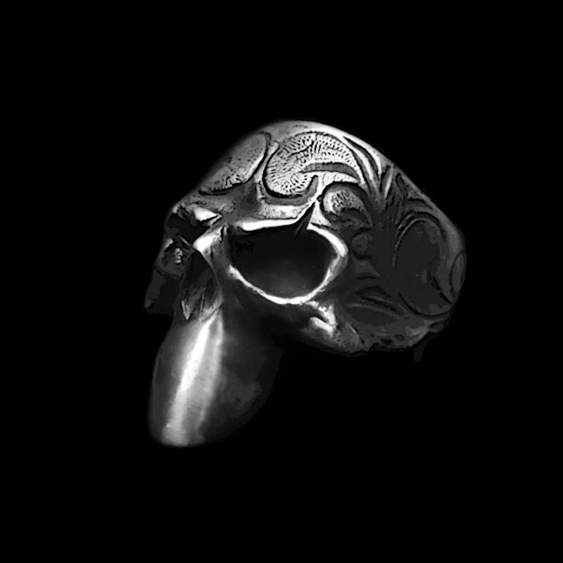 Carving skull ring 925 Silver Delicate Decorative pattern skull rings