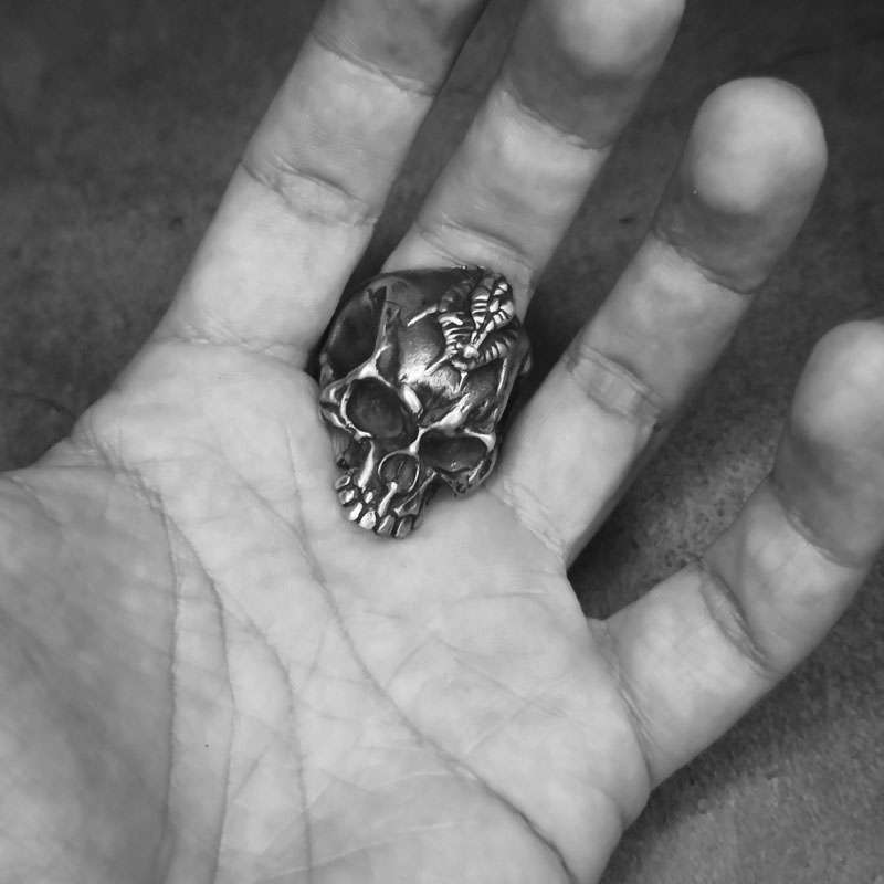 Python Skull Ring 925 Silver Aggressive original design skull rings SSJ266