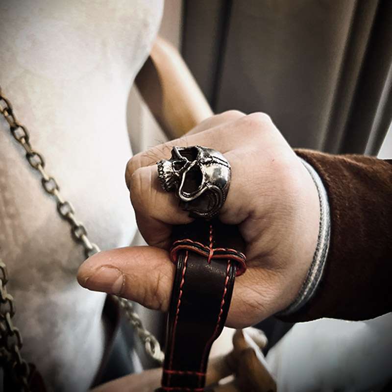 Rattlesnake skull rings 925 Snake Plate Skull rings for men