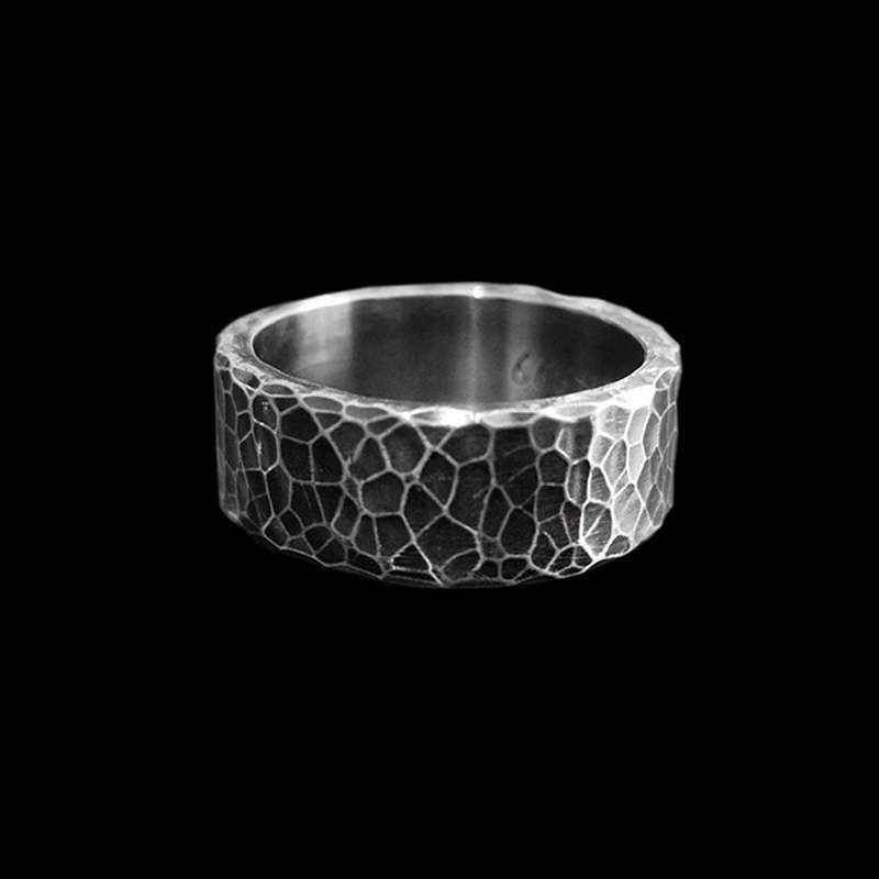 Hammered ring 999 Silver Handmade texture rings SSJ273