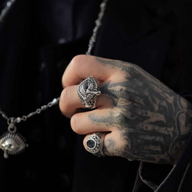 Angel rings 925 Silver angel  blue eyes ring