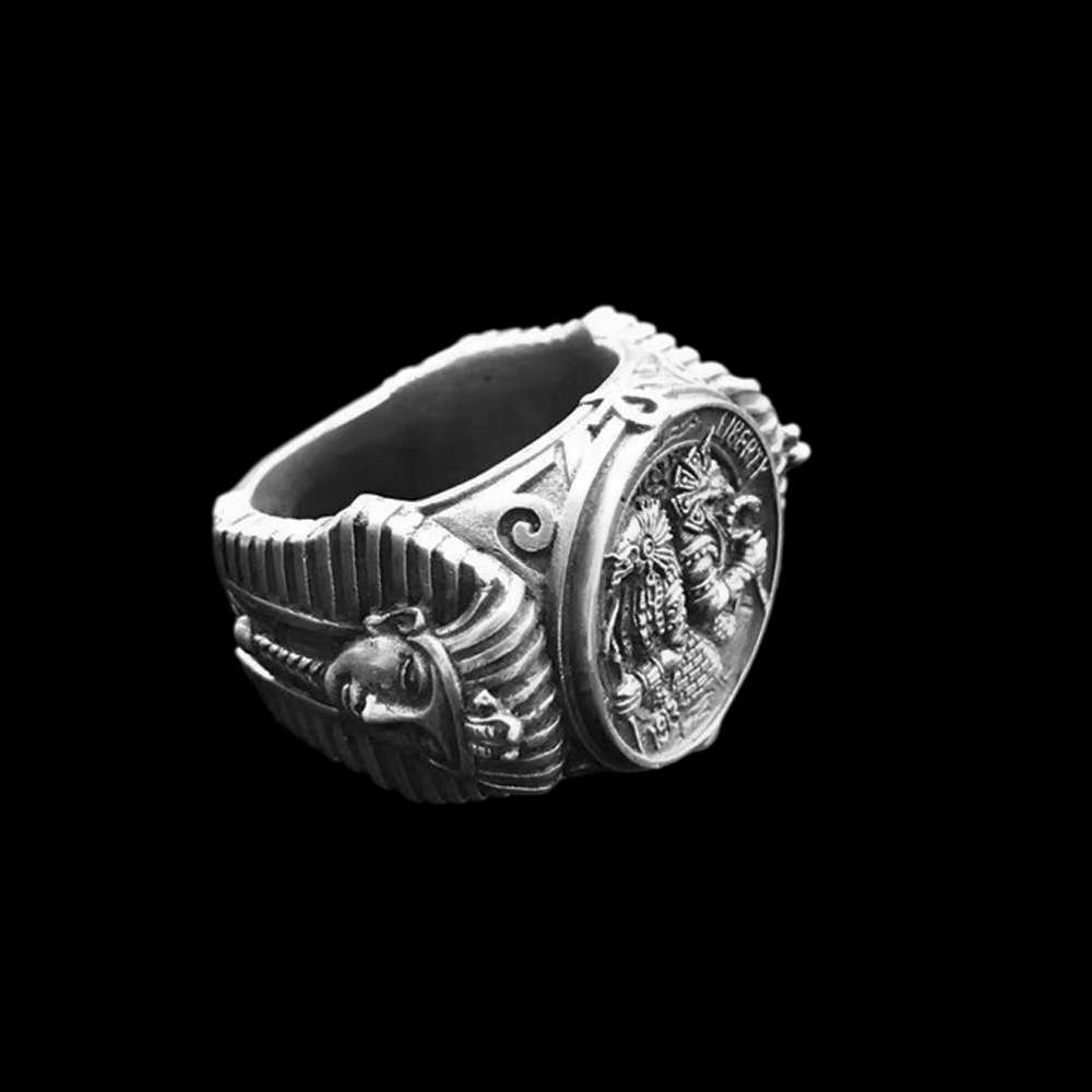 Egyptian Pharaoh Ring – 925 Silver Horus Anubis Jewelry