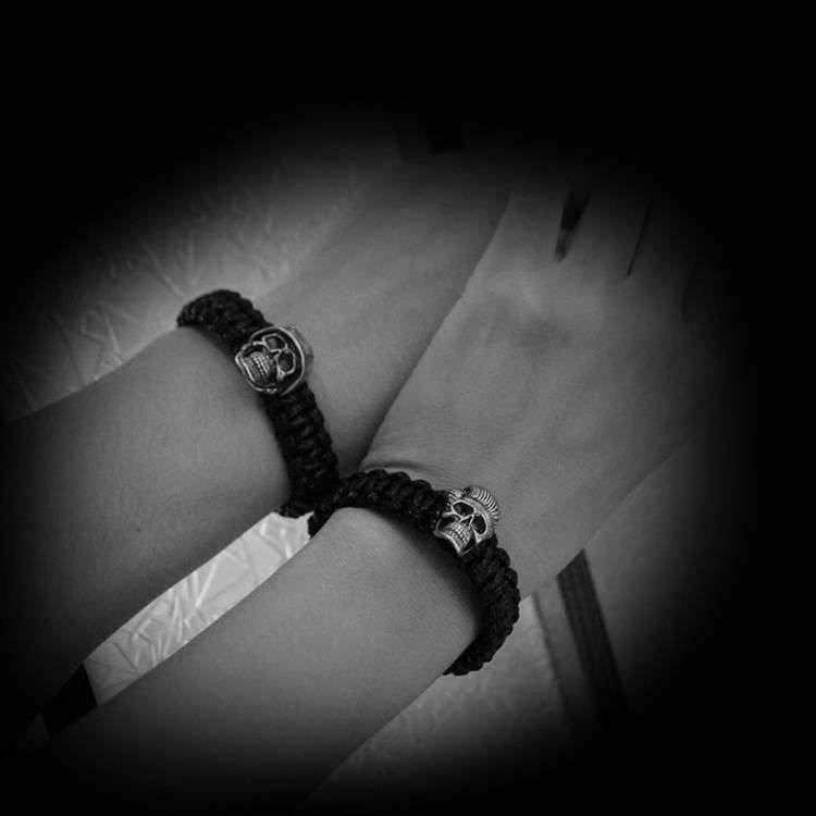 Warrior Skull Woven Bracelet 925 Silver skull Soldier Bracelet SSB10