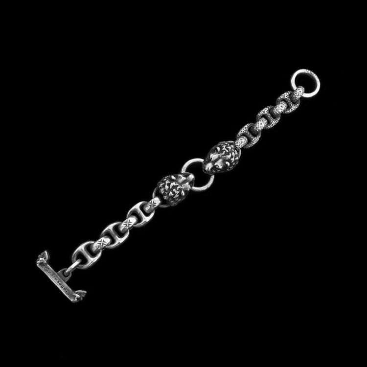 Double head lion Bracelet 925 Sterling Silver lion Bracelets