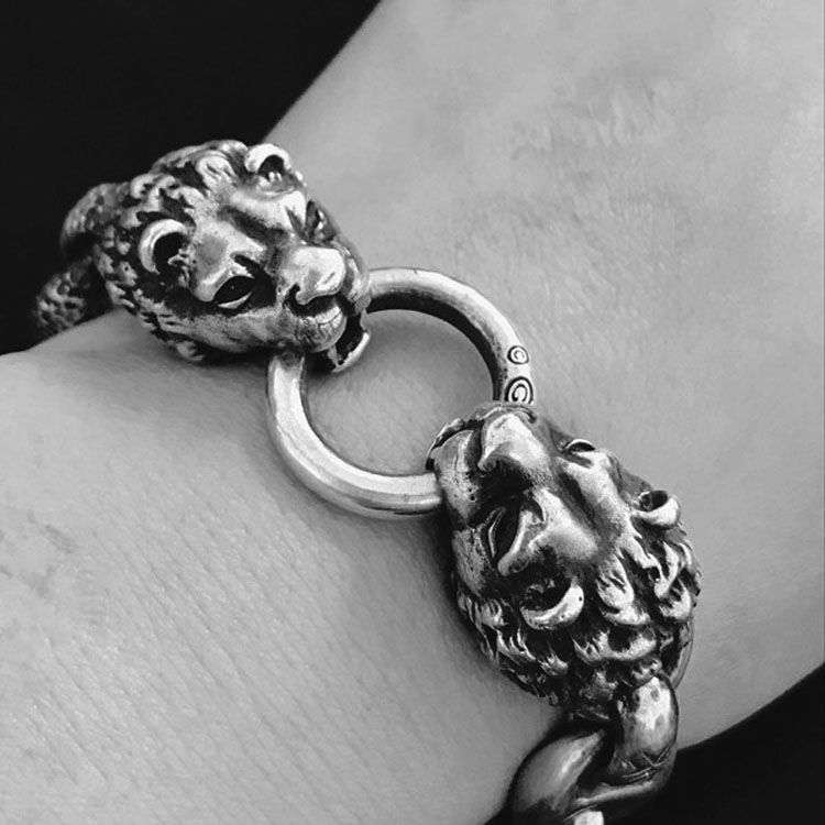 Double head lion Bracelet 925 Sterling Silver lion Bracelets