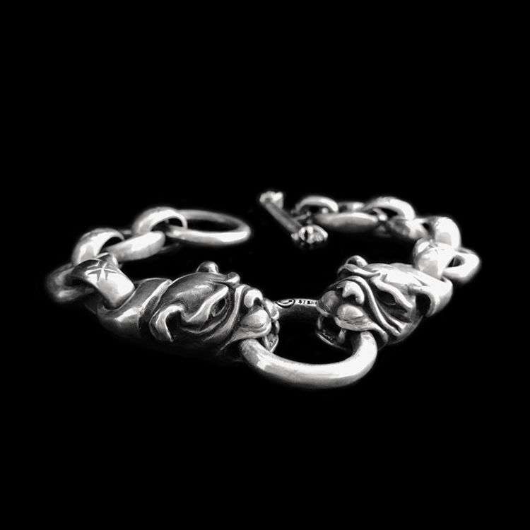 Bulldog Bracelets 925 Sterling Silver Cross flower Bracelet