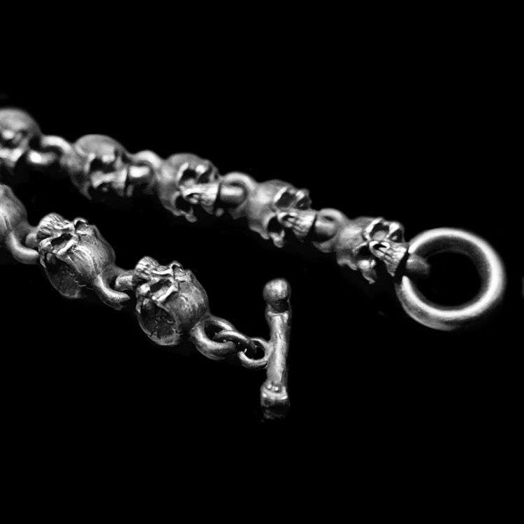 Sterling Silver Skull Bracelet Timeless Symbol of Edgy Elegance